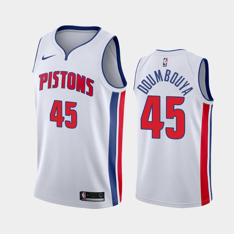 Men's Detroit Pistons #45 Sekou Doumbouya White Stitched Jersey